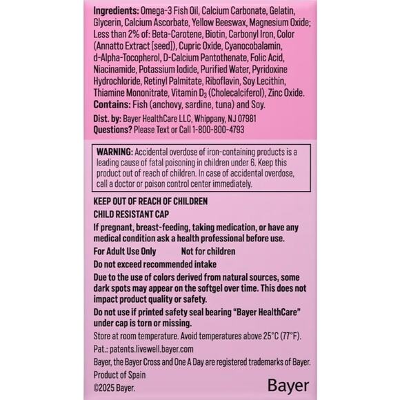 One A Day Prenatal Vitamins, Folic Acid, Iron, Omega 3 (DHA), 30 Count - Picture 5 of 5